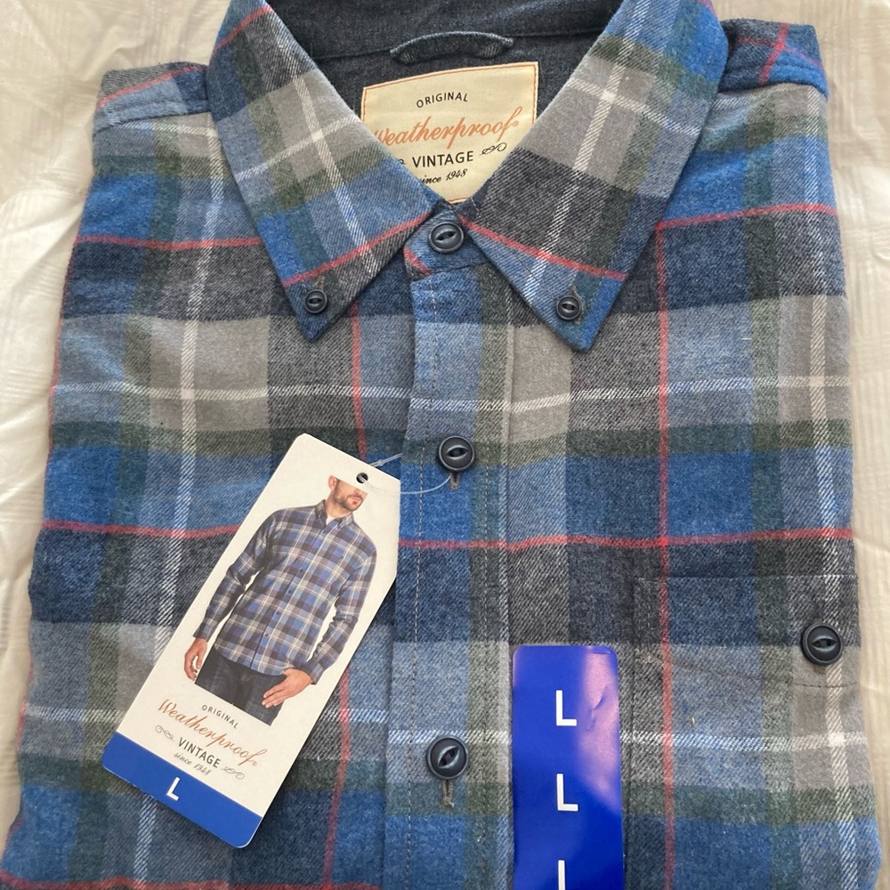 Men’s large Weatherproof Vintage brand large long sleeve plaid shirt-brand new